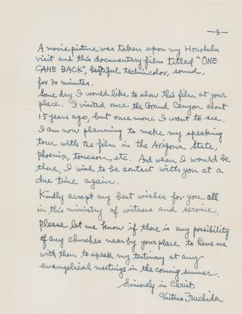 Lot #165 Mitsuo Fuchida Autograph Letter Signed on 