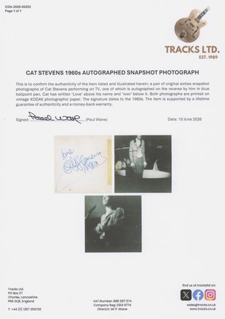 Lot #492 Cat Stevens Signed Photograph - Image 4