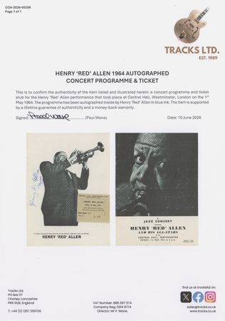 Lot #401 Henry 'Red' Allen Signed 1964 Program (Central Hall, Westminster) - Image 4