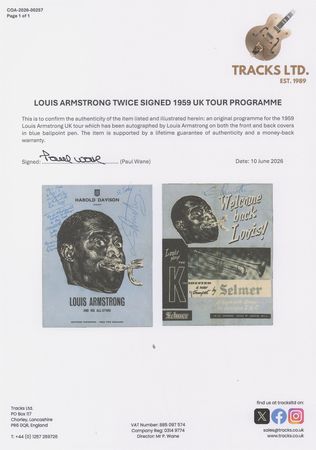 Lot #402 Louis Armstrong Twice-Signed 1959 UK Tour Program - Image 3