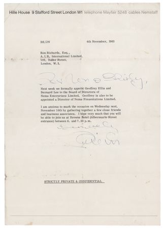 Lot #371 Beatles: Brian Epstein Typed Letter