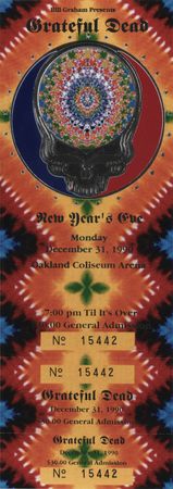 Lot #431 Grateful Dead: Jerry Garcia Signed Oakland Coliseum Arena Ticket - New Year's Eve, 1990 - Image 2