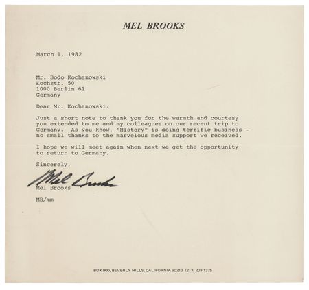 Lot #521 Mel Brooks Typed Letter Signed - As you