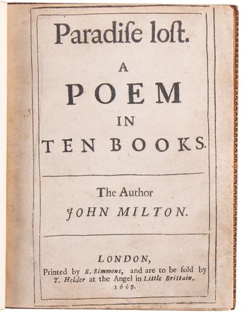Lot #259 John Milton: Paradise Lost (Third Issue, 1669) - Image 2