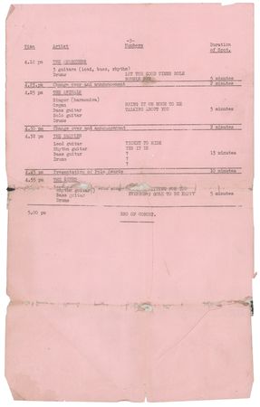 Lot #387 Rolling Stones, Donovan, and Herman's Hermits Signed 1965 NME Poll Winners Concert Call Sheet - Image 2