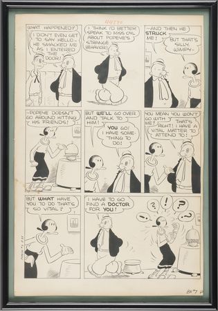Lot #600 Popeye #3 Original Hand-Drawn Comic Strip