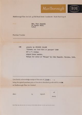 Lot #208 Georges Braque Autograph Note Signed with Cover Design Material for G. Braque (1959) - Image 4