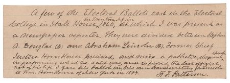 Lot #41 Abraham Lincoln (2) 1860 Presidential Electoral Ballots from New Jersey - Image 2