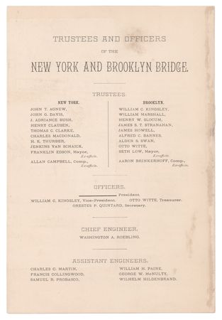 Lot #209 Brooklyn Bridge 1883 Opening Ceremonies Invitation and Program - Image 3