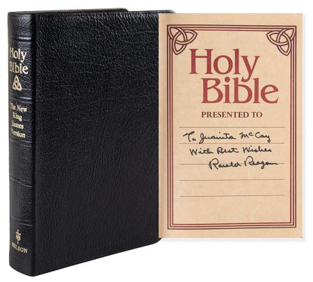 Lot #18 Ronald Reagan Signed Book - The Holy Bible