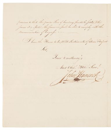 Lot #72 John Hancock Letter Signed as Massachusetts Governor to George Clinton, Concerning the Massachusetts–New York Boundary (October 31, 1783) - Image 2