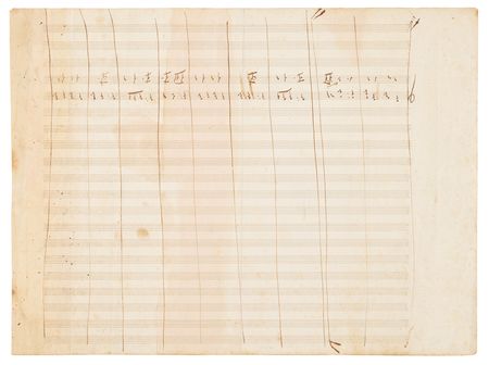 Lot #338 Vincenzo Bellini Handwritten Musical Manuscript Draft for the Hunting Chorus from La straniera: 