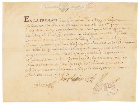 Lot #353 Jean-Baptiste Lully Document Signed - The