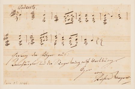 Lot #364 Richard Wagner Autograph Musical Quotation Signed - 
