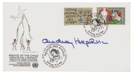 Lot #510 Audrey Hepburn Signed United Nations FDC