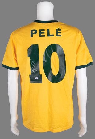 Lot #576 Pele Signed Soccer Jersey - Image 1