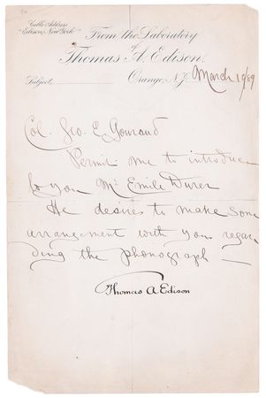 Lot #100 Thomas Edison Letter Signed, Regarding