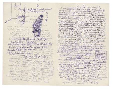 Lot #253 Rudyard Kipling Autograph Letter Signed with Sketches, Praising Modern Plumbing in France as 
