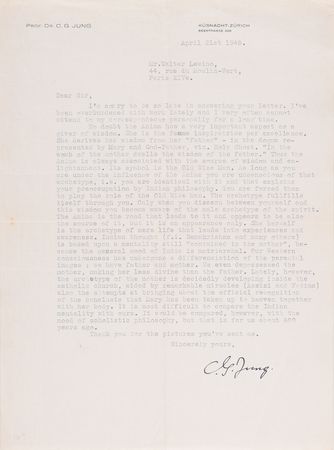 Lot #107 Carl Jung Typed Letter Signed on Eastern