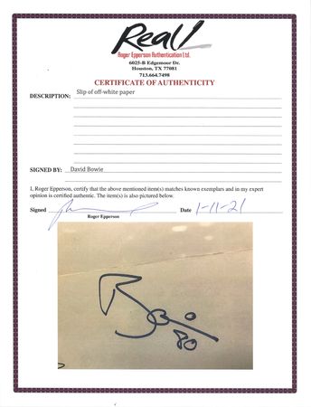 Lot #412 David Bowie Signature - Image 2