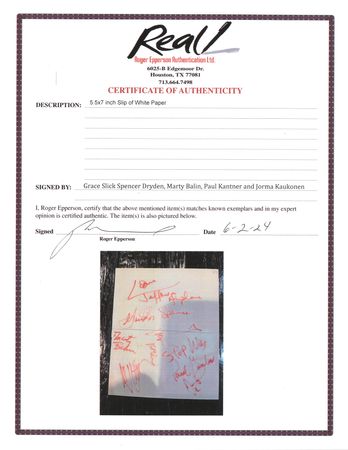 Lot #449 Jefferson Airplane Signatures - Image 2