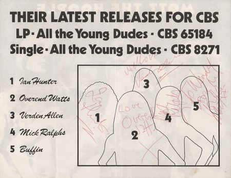 Lot #464 Mott the Hoople Signed CBS Records Flyer - Image 1