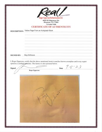 Lot #466 Roy Orbison Signature - Image 2
