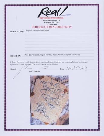 Lot #498 The Who Signatures - Image 2