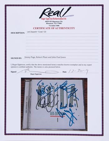 Lot #382 Led Zeppelin: Page, Plant, and Jones Signed CD - Coda - Image 2