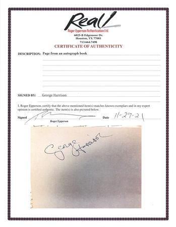 Lot #404 Beatles: George Harrison Signature - Image 2