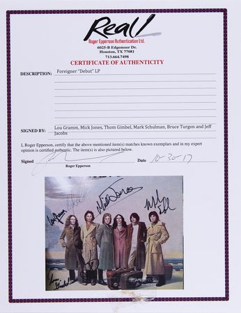 Lot #426 Foreigner Signed Album - Self-Titled - Image 2
