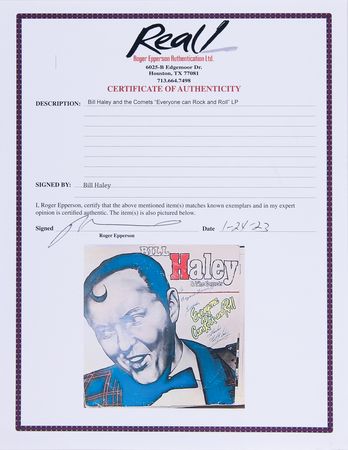 Lot #443 Bill Haley Signed Album - Everyone Can Rock and Roll - Image 2