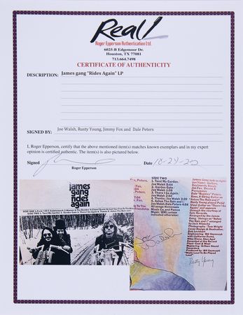 Lot #448 James Gang Signed Album - James Gang Rides Again - Image 3