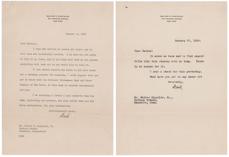 Lot #125 Walter Chrysler (2) Typed Letters Signed