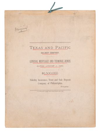 Lot #136 Jay Gould Twice-Signed Document - Texas and Pacific Railway Company Mortgage Bond - Image 3