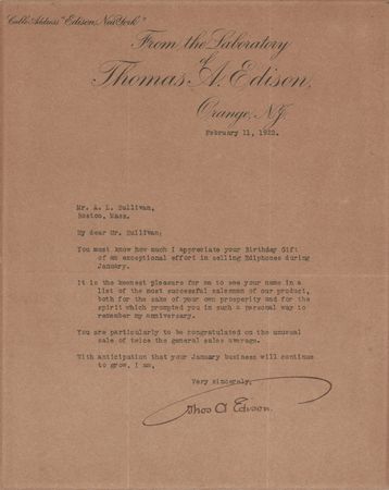 Lot #98 Thomas Edison Typed Letter Signed,