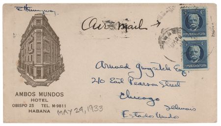 Lot #248 Ernest Hemingway Hand-Addressed and