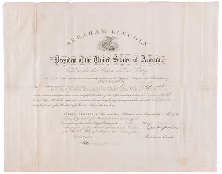 Lot #8 Abraham Lincoln Document Signed as President, Appointing a Collector of Internal Revenue - Image 1