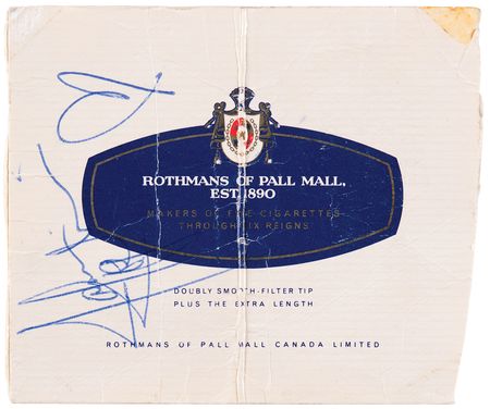 Lot #381 Janis Joplin Signed Rothmans of Pall Mall