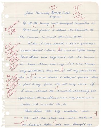 Lot #16 John F. Kennedy, Jr. Autograph Manuscript