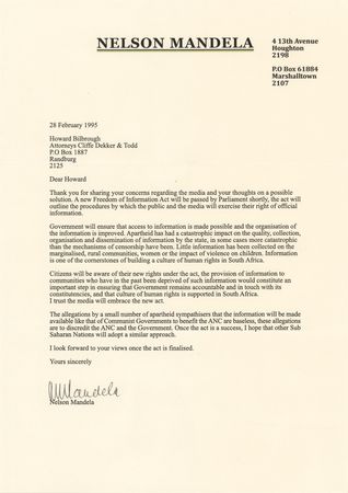 Lot #142 Nelson Mandela Typed Letter Signed: