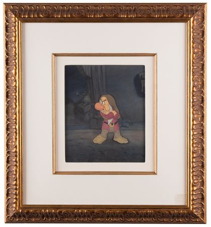 Lot #608 Grumpy production cel and production background from Snow White and the Seven Dwarfs - Image 2