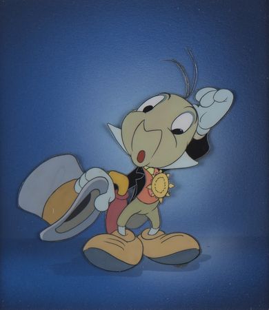 Lot #625 Jiminy Cricket production cel from Pinocchio - Image 1