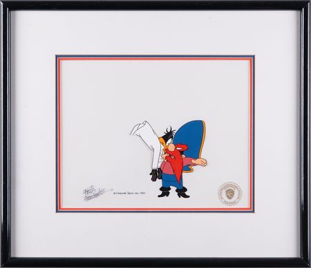 Lot #711 Friz Freleng signed production cel of Daffy Duck and Yosemite Sam from Daffy Duck's Fantastic Island - Image 2