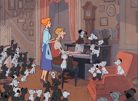 Lot #700 Roger and Anita Radcliffe, Pongo, Perdita, and Puppies limited edition cel from One Hundred and One Dalmatians (#61/500) - Image 1