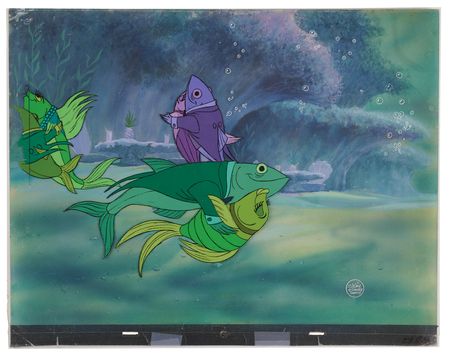 Lot #645 Beautiful Briny Ballroom (dancing fish) production cels and production background from Bedknobs and Broomsticks - Image 2