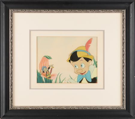 Lot #626 Pinocchio and Jiminy Cricket production cel from Pinocchio - Image 2