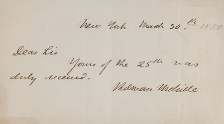 Lot #258 Herman Melville Autograph Note Signed, Penned During the Dawn of His Moby-Dick Masterpiece - Image 2