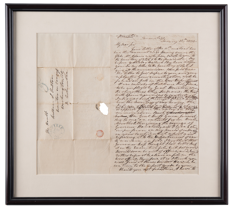 Lot 5018 Andrew Jackson Autograph Letter Signed, Mentioning Gen. Sam Houston, His Executive Papers, and Indian Policy: 