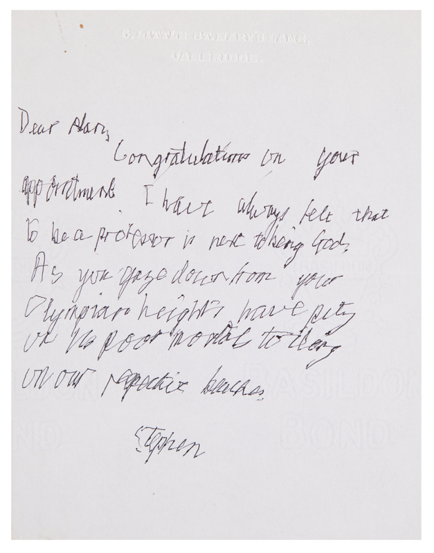 Lot 5066 Stephen Hawking Autograph Letter Signed to Spanish Medievalist Alan Deyermond: 